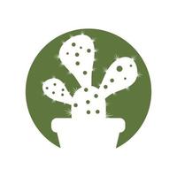 Cactus in flowerpot logo Vector illustration