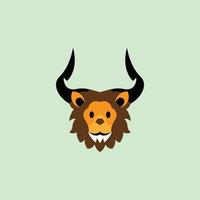 logotipo de cabeza de león con cuernos vector