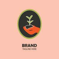 hands holding soil and plants logoBasic RGB vector