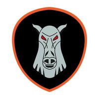 illustration of a horse's head in a shield icon logo vector