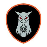 illustration of a horse's head in a shield icon logo vector