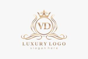 Initial VD Letter Royal Luxury Logo template in vector art for Restaurant, Royalty, Boutique, Cafe, Hotel, Heraldic, Jewelry, Fashion and other vector illustration.