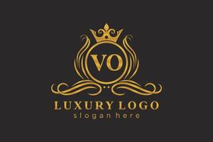 Initial VO Letter Royal Luxury Logo template in vector art for Restaurant, Royalty, Boutique, Cafe, Hotel, Heraldic, Jewelry, Fashion and other vector illustration.