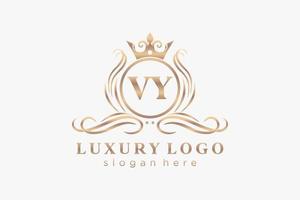 Initial VY Letter Royal Luxury Logo template in vector art for Restaurant, Royalty, Boutique, Cafe, Hotel, Heraldic, Jewelry, Fashion and other vector illustration.