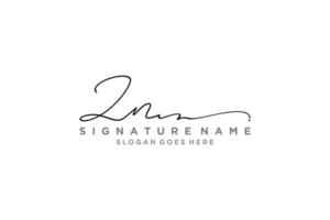 plantilla de logotipo de firma de letra zn inicial diseño elegante logotipo signo símbolo plantilla vector icono