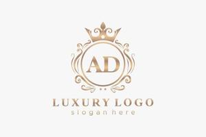 Initial AD Letter Royal Luxury Logo template in vector art for Restaurant, Royalty, Boutique, Cafe, Hotel, Heraldic, Jewelry, Fashion and other vector illustration.