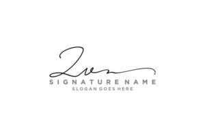 plantilla de logotipo de firma de carta inicial zv diseño elegante logotipo signo símbolo plantilla vector icono