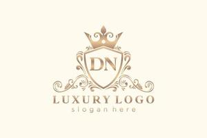 Initial DN Letter Royal Luxury Logo template in vector art for Restaurant, Royalty, Boutique, Cafe, Hotel, Heraldic, Jewelry, Fashion and other vector illustration.