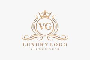 Initial VG Letter Royal Luxury Logo template in vector art for Restaurant, Royalty, Boutique, Cafe, Hotel, Heraldic, Jewelry, Fashion and other vector illustration.