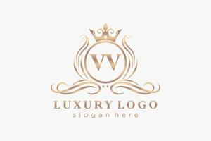 plantilla de logotipo de lujo real de letra vv inicial en arte vectorial para restaurante, realeza, boutique, cafetería, hotel, heráldica, joyería, moda y otras ilustraciones vectoriales. vector