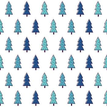 doodle forest pattern vector