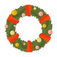 christmas wreath decoration vector