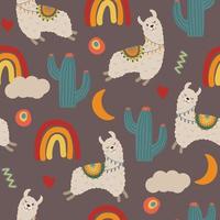 cartoon pattern design with lama vector