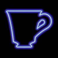 The shape of the mug, the neon blue contour on a black background vector