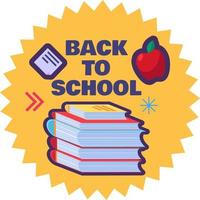 Back to school label with stack of books vector