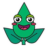 Green leaf smiling face vector emoticon icon