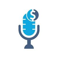 Money podcast logo. Money Podcast Icon Logo Design Element. Mic logo vector