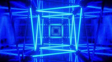 Flying in a tunnel with flashing blue fluorescent lights. Infinitely looped animation. video