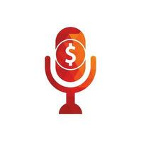 logotipo de podcast de dinero. elemento de diseño de logotipo de icono de podcast de dinero. logotipo de micrófono vector