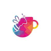 inspiración del logo de la abeja del café. plantilla de diseño de café o bebida. vector