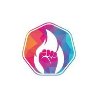 vector del logotipo del puño de fuego. símbolo de puño de llama de protesta de revolución. elemento de diseño de plantilla de logotipo de icono web.