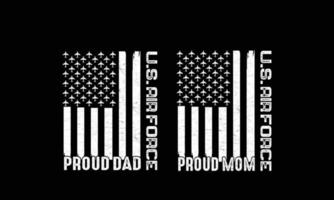 U.S. Air Force Proud Dad and Mom-T shirt Design. vector