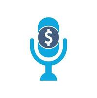 Money podcast logo. Money Podcast Icon Logo Design Element. Mic logo vector