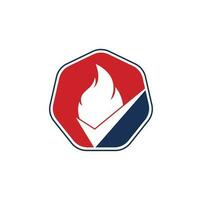 Fire check vector logo design template. Fire and checkmark icon design.