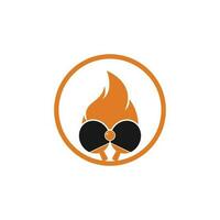 Fire and ping pong logo icon design template. Table tennis, ping pong vector icon.