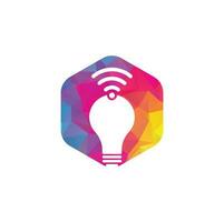 Wifi bulb logo vector design illustration. Lightbulb logo design combined with wifi symbol vector