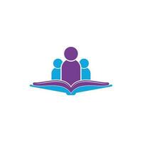 Book and people logo concept. Education logo, people and book icon. vector