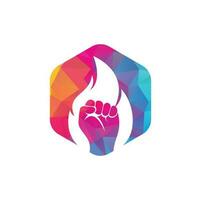 vector del logotipo del puño de fuego. símbolo de puño de llama de protesta de revolución. elemento de diseño de plantilla de logotipo de icono web.