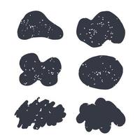 Set Trendy aesthetic Blob shapes organic abstract splodge elements textured collection. Inkblot simple silhouette. Black and white minimal forms isolated on white background. Vector illustration