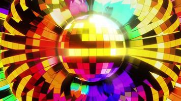 bola de discoteca em um fundo multicolorido brilhante. animação infinitamente em loop. video