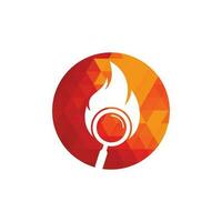 vector de diseño de plantilla de logotipo de búsqueda de incendios. encuentre la plantilla de diseño del logotipo de fuego. icono de fuego y lupa