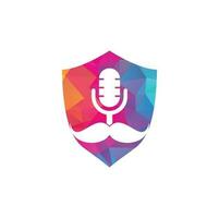 Gentleman podcast logo design template. Mustache podcast icon. vector