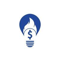 Fire Money bulb shape concept logo design template. Money Fire Logo Template vector