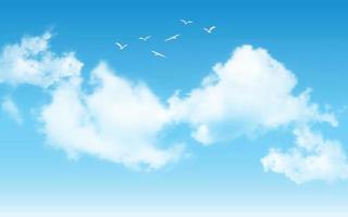 Realistic blue sky with flying birds vector