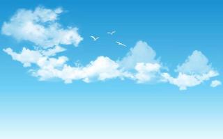 Realistic blue sky with flying birds vector