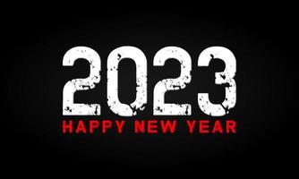 Happy New Year 2023. Grunge lettering on black background isolated vector