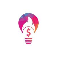 Fire Money bulb shape concept logo design template. Money Fire Logo Template vector