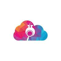 Search lab cloud shape concept logo design. find lab logo design vector template. Lab Find Logo Icon Design.