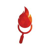 Fire Search Logo Template Design Vector. Find Fire logo design template. Fire and magnifying glass icon vector