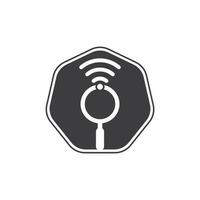 Search wifi signal logo vector. Wifi finder vector logo template icon.