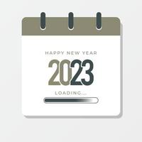 Happy new year 2023 loading with calender illustration on isolated background vector