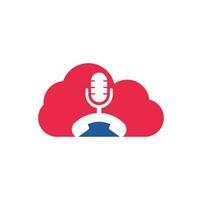 llame al elemento de diseño del logotipo del icono del concepto de forma de nube de podcast. diseño de logotipo de podcast de teléfono vector