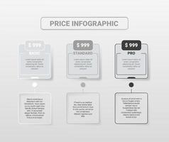 Design Template for Pricing Table for Websites, Presentations and Applications. Price table concept vector