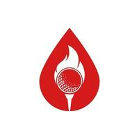 Golf Fire drop shape concept Logo Template Design Vector. Fire and golf ball logo design icon. vector