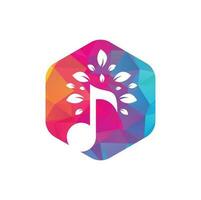 diseño del logo del árbol de la música. símbolo o icono de música y eco. icono de nota musical combinado con icono de forma de árbol vector