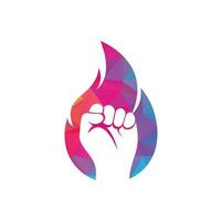 Fire Fist Logo Vector. Revolution Protest Flame Fist Symbol. Web Icon Logo Template Design Element. vector